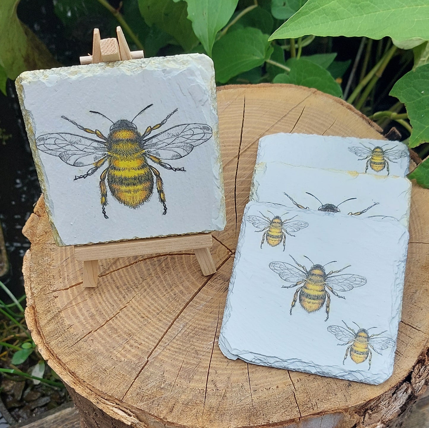 BEE COASTERS - SET OF 4 SLATE COASTERS